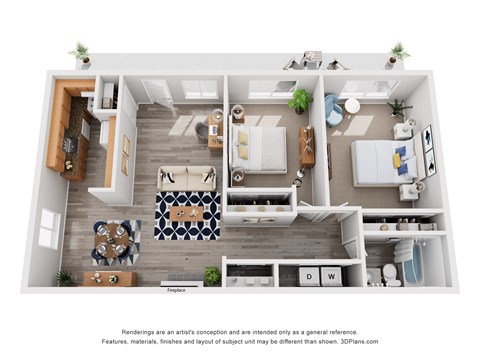 Floor plan for 2 beds, 1 bath, 1026 sqft